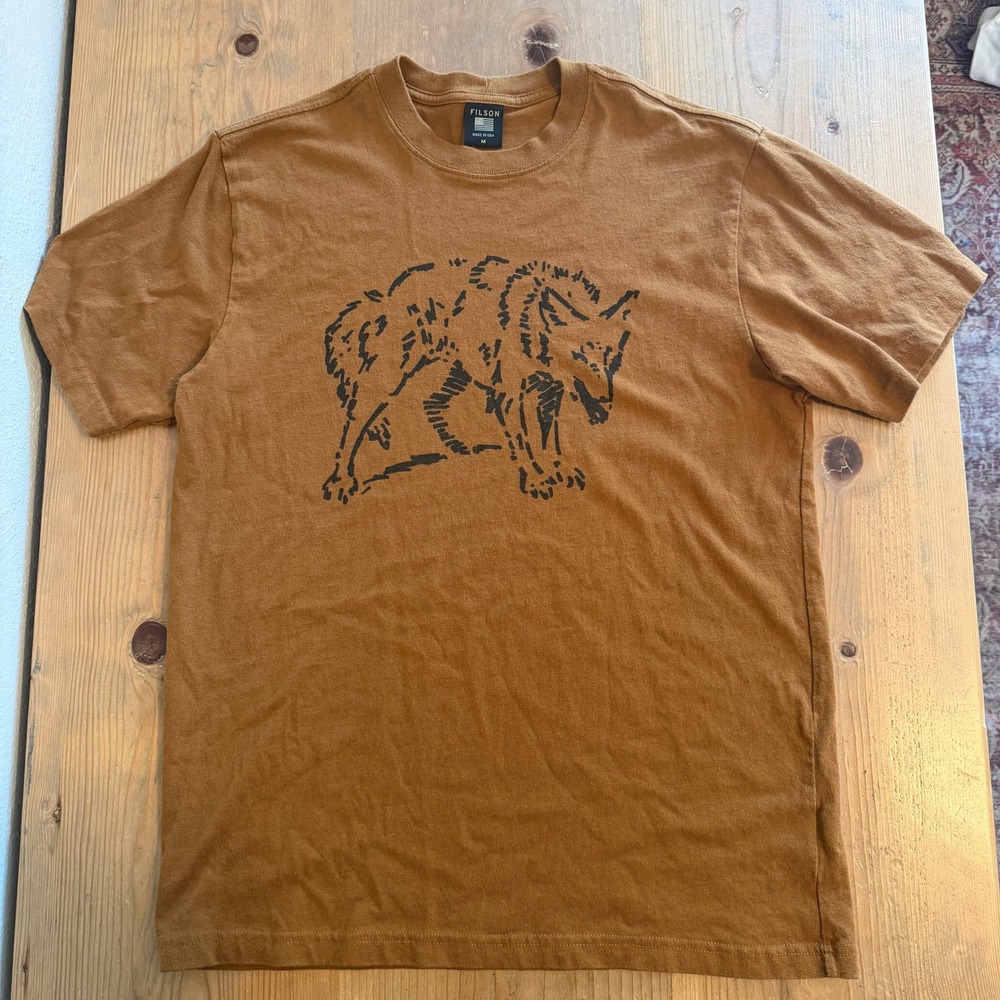 Filson Mens Wolf Shirt Brown Cotton Made in USA Size Medium